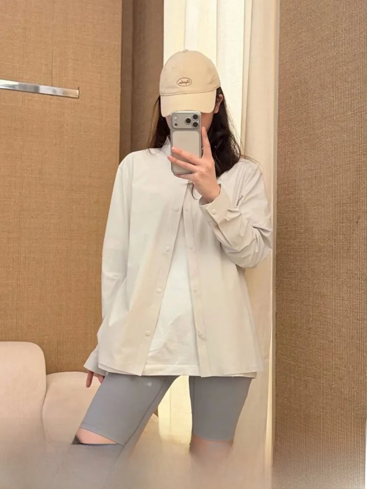 

Мужская повседневная водонепроницаемая рубашка из твила с длинным рукавом, охлаждающая, стандартного кроя, на пуговицах, однотонная, весна 2026