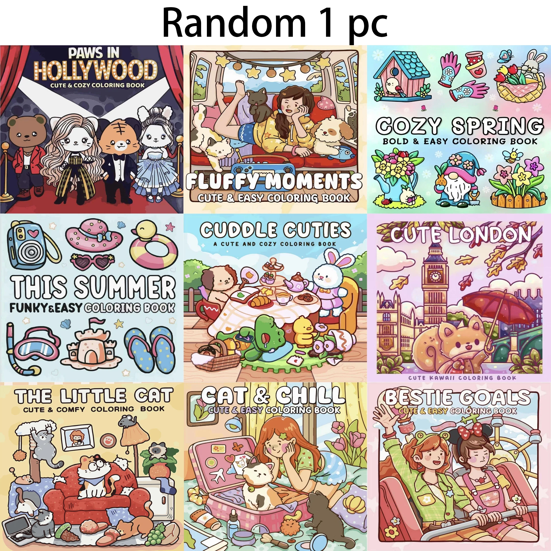 (случайный 1) Расслабляющая раскраска для взрослых с цифровой росписью, осенние украшения, подарки на Рождество и Хэллоуин