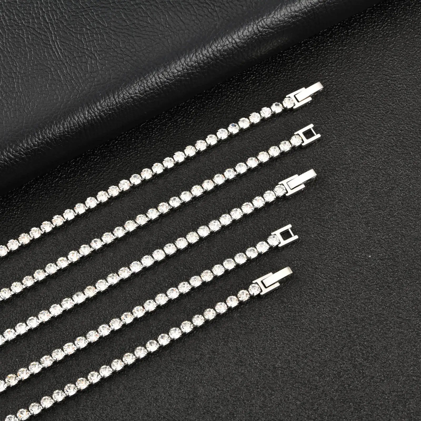 Hip Hop Tennis Chain Necklace for Men,4mm Stainless Steel Zircon Chokers,Luxury Rock Punk Jewelry Gift for Husband Dad Son