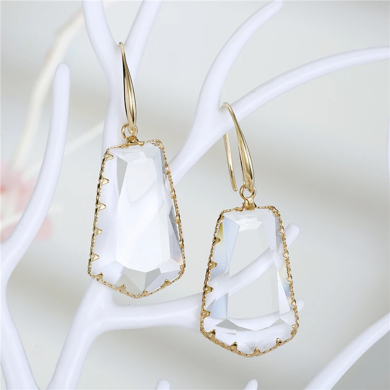 1Pair Big Statement Rhinestone Ear Dangle Earing Geometric Colorful Crystal Drop Earrings For Womens Female Jewelry Eardrop E342
