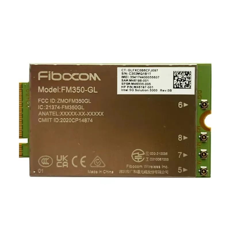 

Fibocom FM350-GL Intel 5G Solution 5000 M.2 Module for HP-X360 7940hs 830 G8 840 850 G7 Comptuter Adapter QXNF 14 Convertible