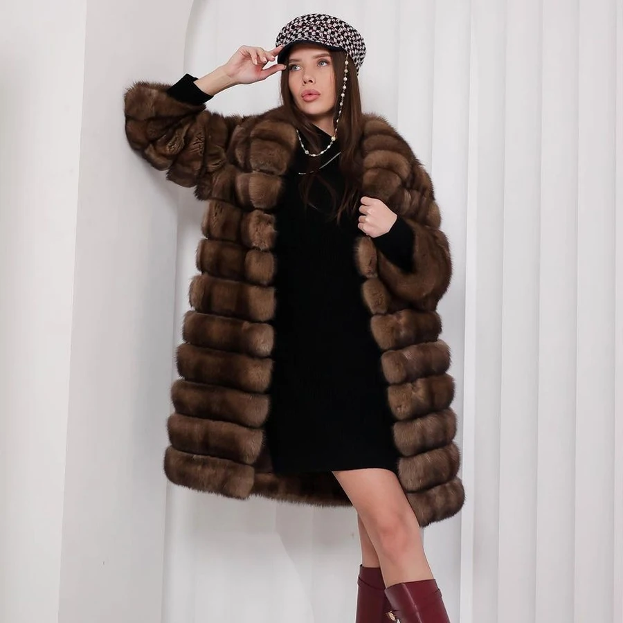 

Real Fox Fur Jacket For Woman Elegant Fox Fur Coats Long Womens Coat High Quality Outwears Women Best Selling