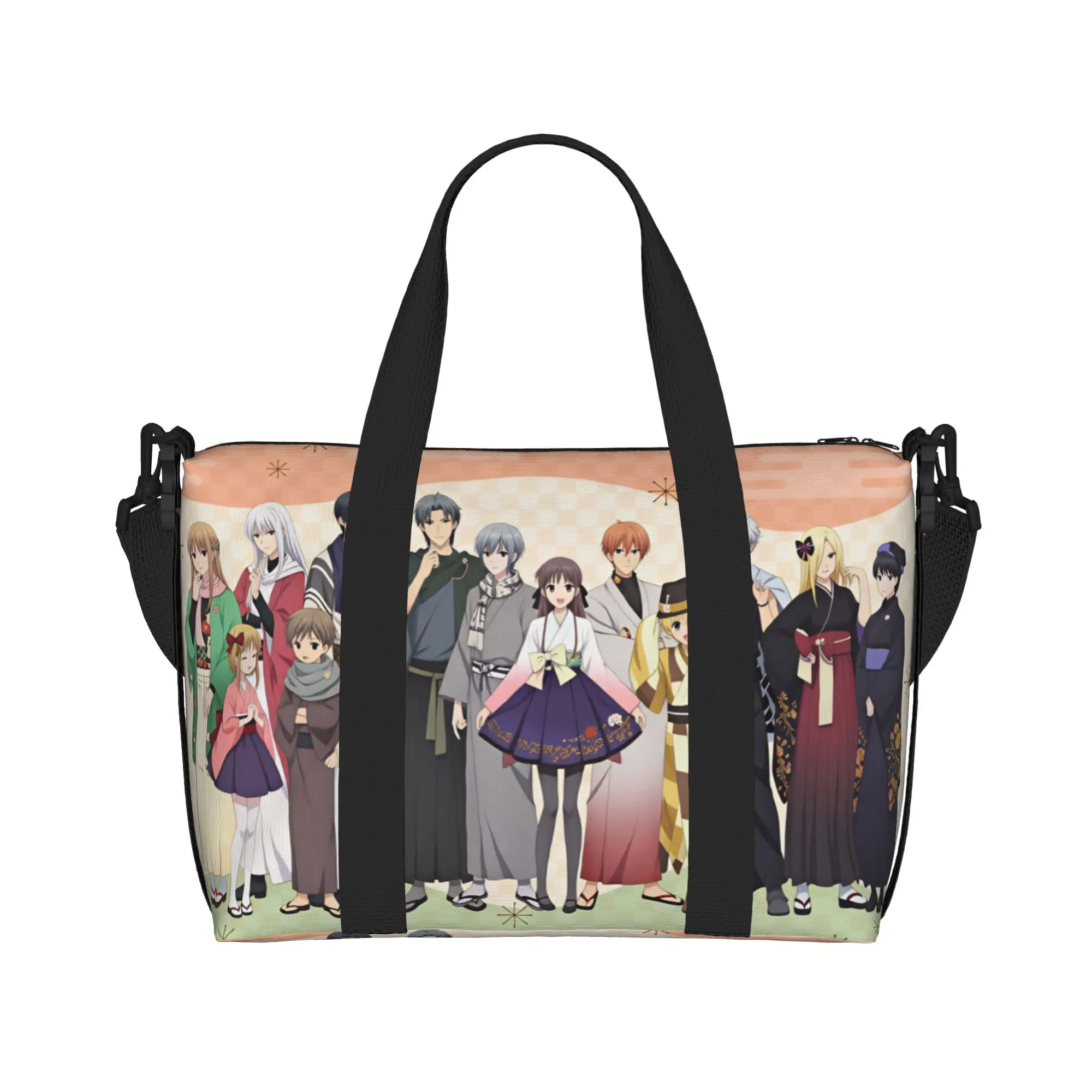 Custom Tohru Honda D-Fruits B-Basket Yuki Sohma Beach Tote Bag for Women Kyo Sohma Anime Large Compartment Beach Gym Travel Bags