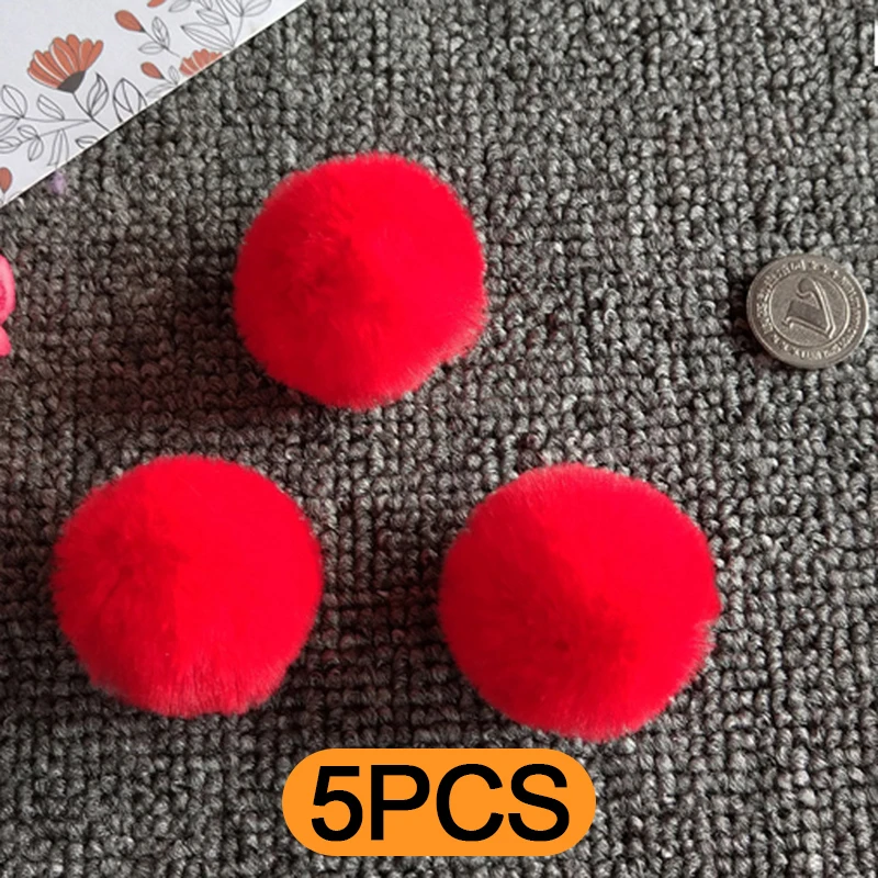 5 pçs macio pelúcia bolas pompom de pele do falso para diy anel chaveiro sapatos chapéus pom pom costura artesanato acessórios material 4/5cm