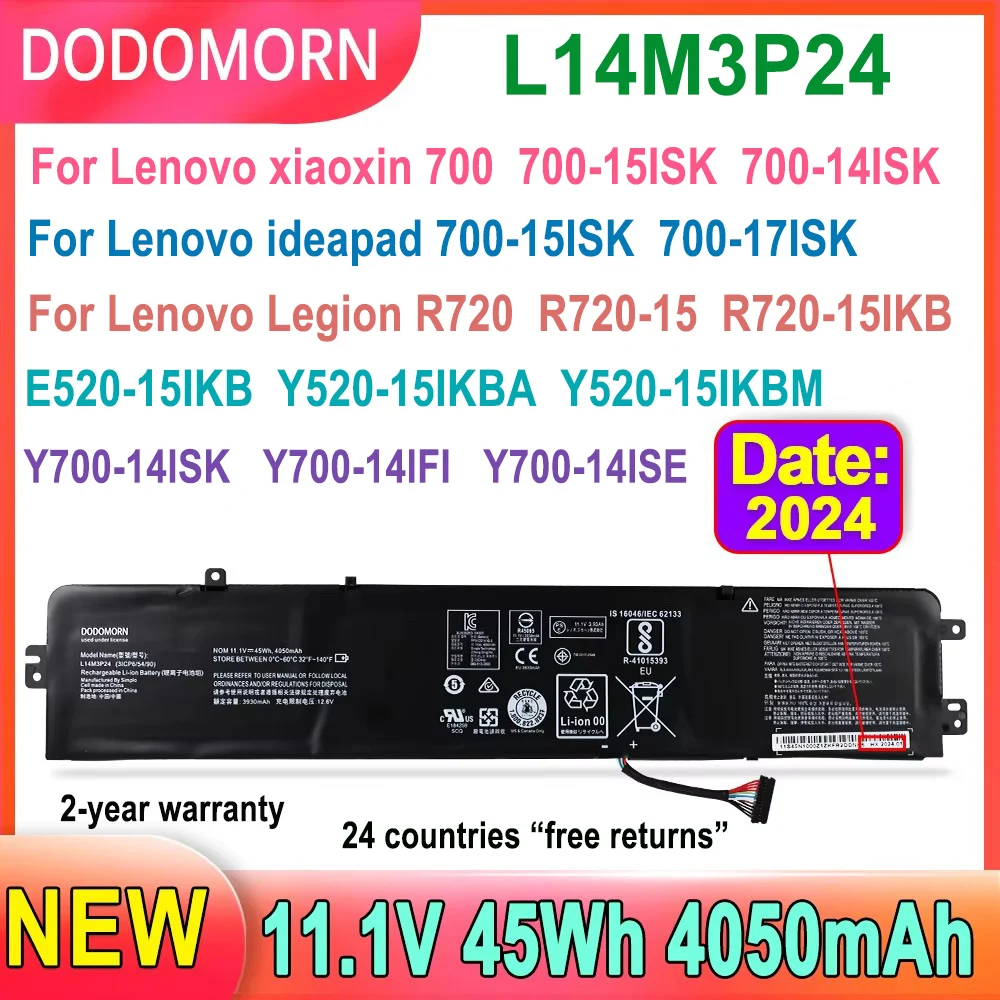 DODOMORN L14M3P24 Laptop Battery For Lenovo xiaoxin 700 700-15ISK 700-14ISK 700-17ISK High Quality L14S3P24 L16M3P24 L16S3P24