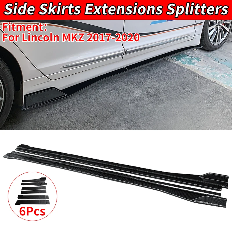 

Car For Lincoln MKZ 2017-2020 Accessories Side Skirt ShovelExtension Splitters Body Apron Lip Splitter Winglet Carbon Fiber Look