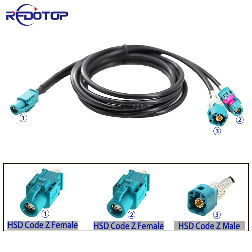 Y Type 1 to 2 Splitter HSD LVDS Cable 4 Pin Code Z to Z Female & Z Male Connector Wire Video Line, Connector Can Be Customized