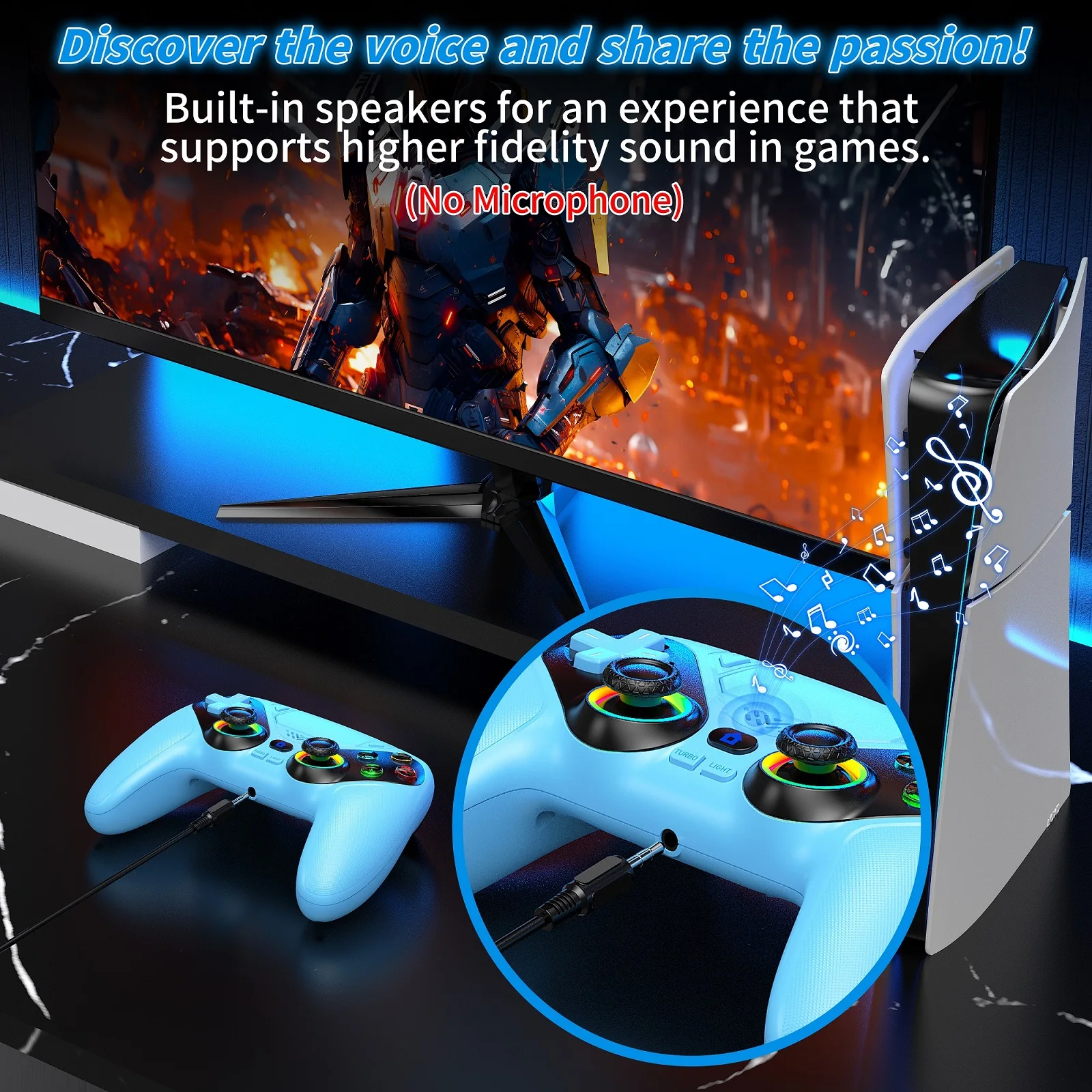 Game Joystick For Playstation 5 PS5 Controller RGB Wireless Gaming Bluetooth Control Dual Sense Anti-Drift Macro/Turbo Vibration