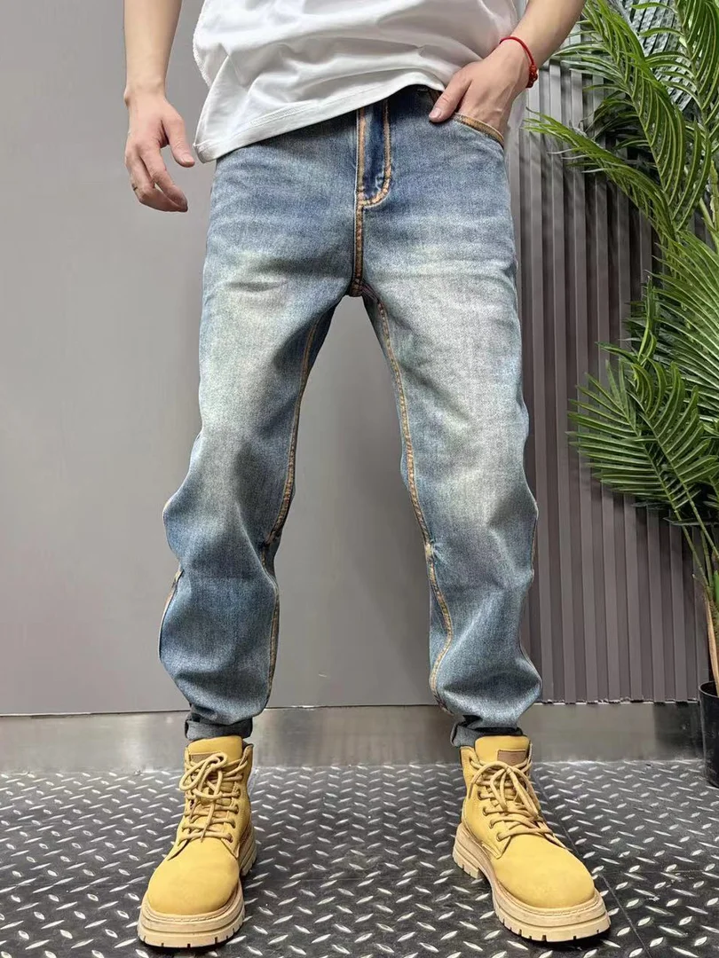 

Мужские джинсы Waed в винтажном американском стиле, молодежные, модные, зауженные, повседневные брюки, весенняя одежда, длинные брюки в стиле Харадзюку