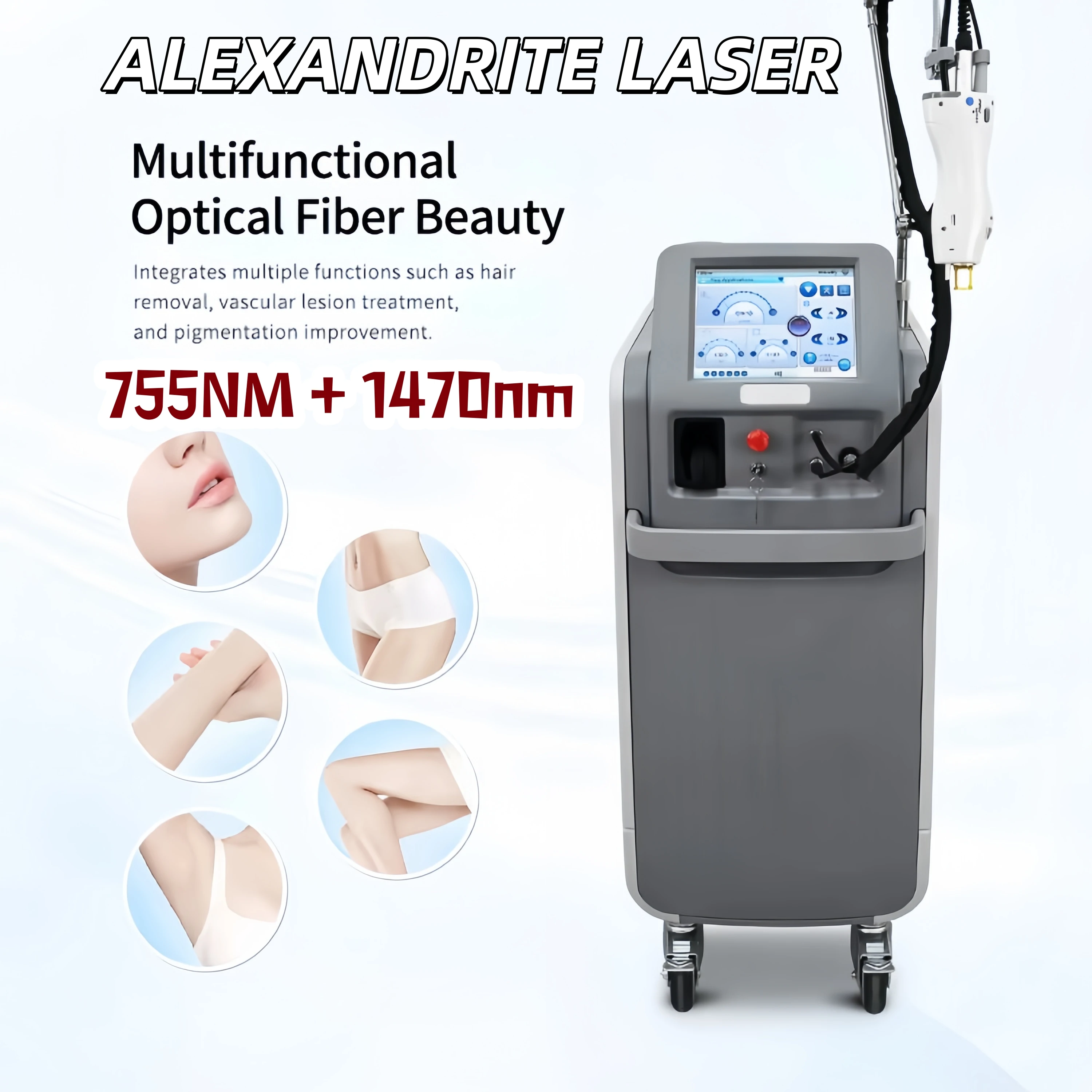 Alexandrite Laser Long Pulse Hair Removal Machine Super High Power Extremely Short Pulse Duration For All Skin Types