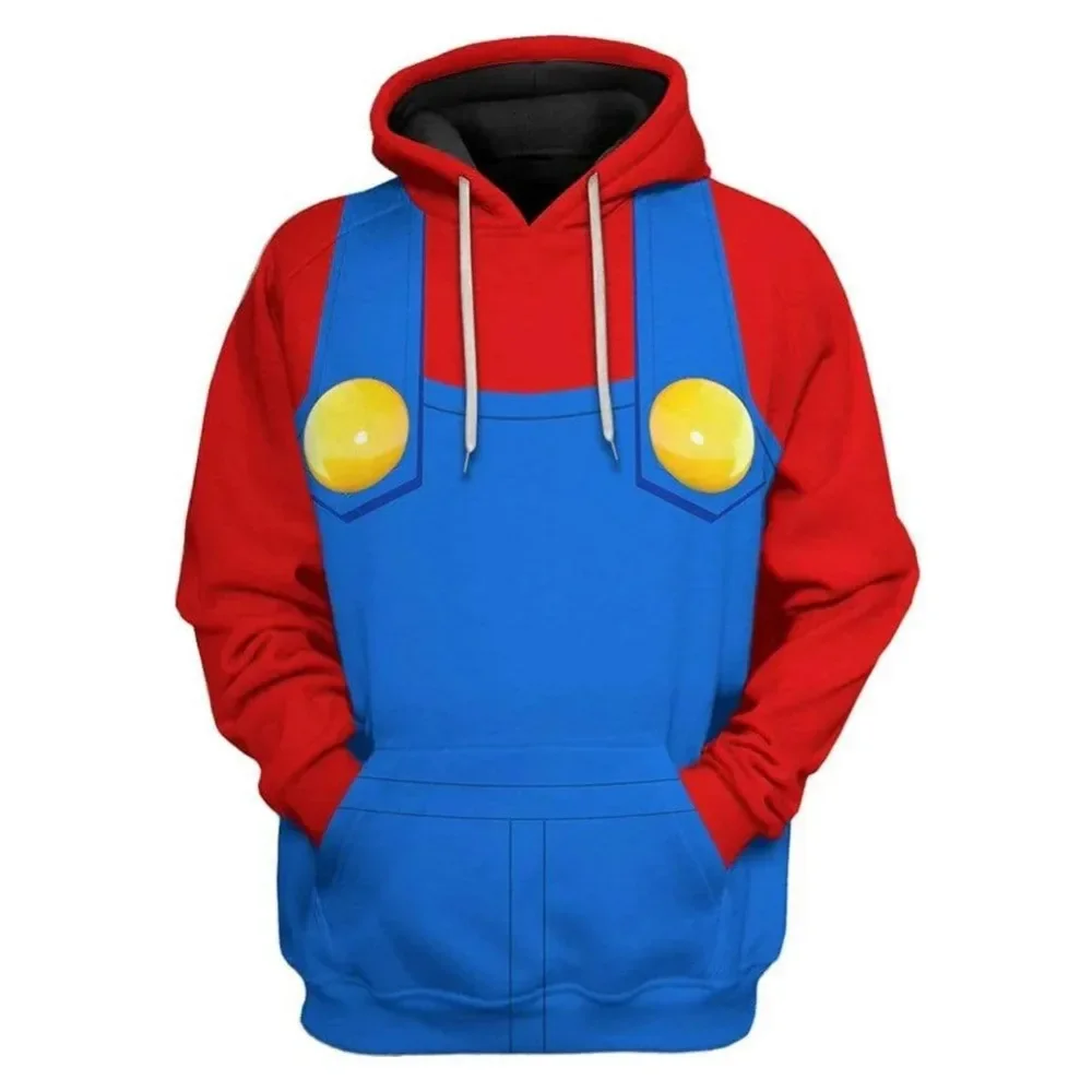 Super Bros 3D Print Hoodies para homens e mulheres, moletom casual solto com capuz princesa rosa pêssego, traje cosplay de Halloween