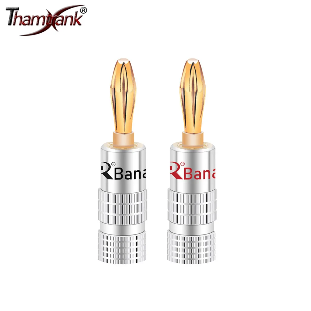 2pcs/1pair Musical Sound 4mm Banana Plugs 24K Gold-Plated with Screw Lock for Audio Jack HiFi Speaker Cable Wire Connector