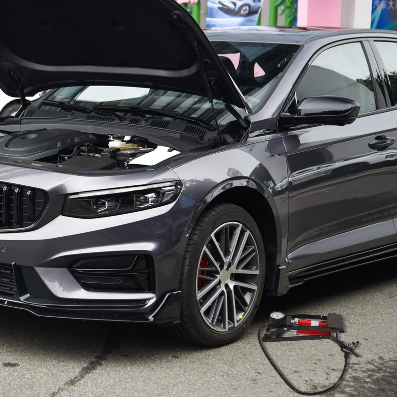 

1pc High Pressure For Car Tire Bike Motorcycle Inflation Tire Foot Air Pump With Barometer Floor Pump Tires Inflator