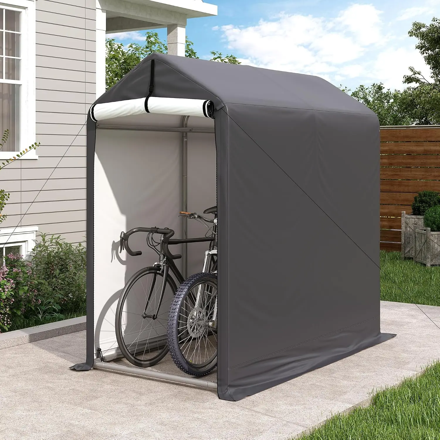 Outdoor Storage Shed 6x3Ft Heavy Duty Portable Shelter with Roll-up Zipper Door for Bike Mower Garden, Customized