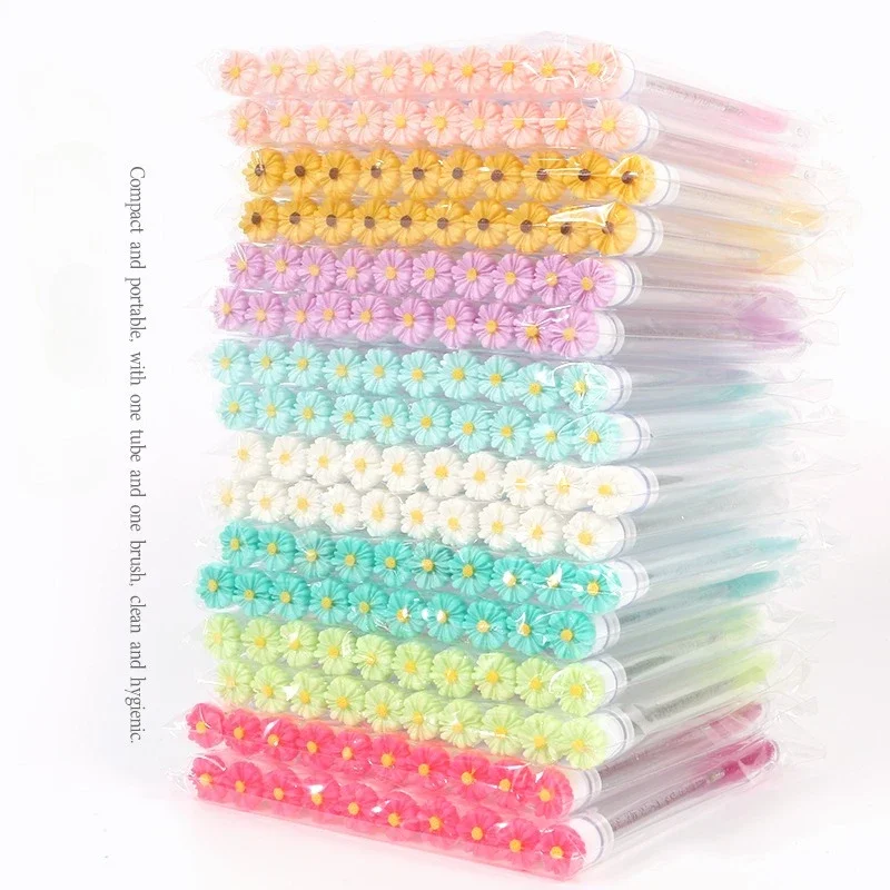 10 pièces Mascara baguettes Tube ensemble brosse à cils réutilisable Tube de marguerite Mascara brosse fleur Tube brosse à cils Tubes Spoolies