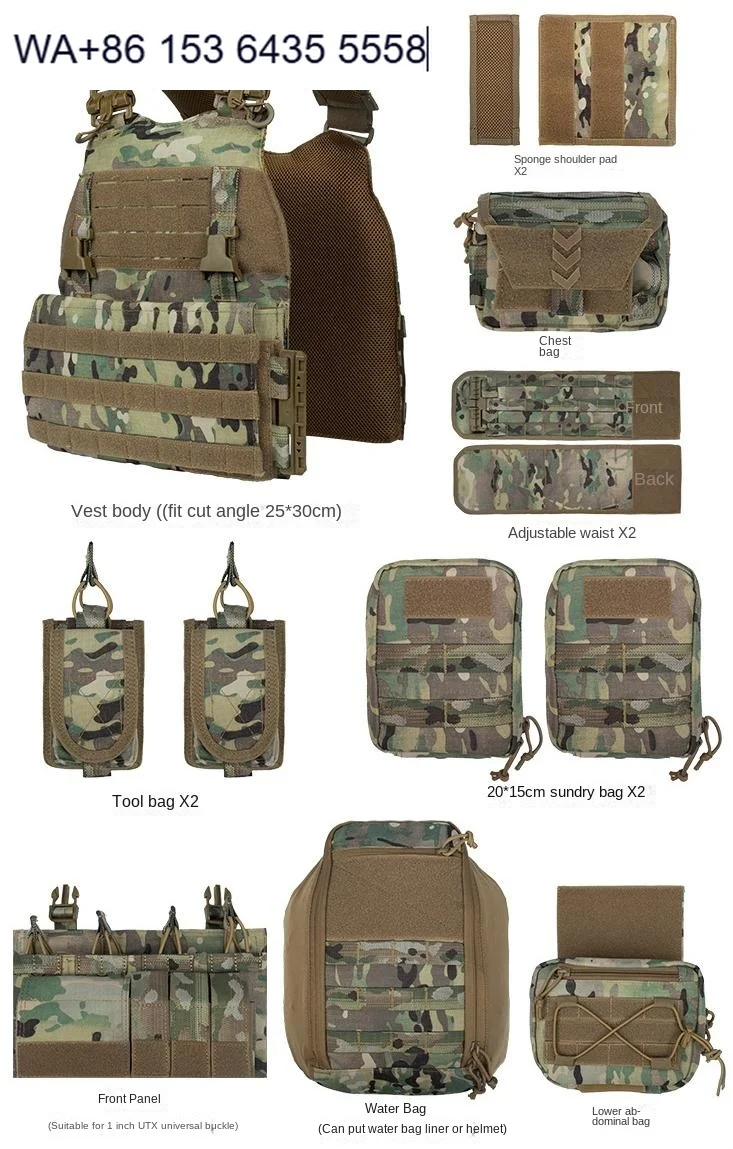 Conveniently Expandable Waterproof and Wear-Resistant Lightweight MOLLE Security Tactical Outdoor Vest Made of Durable Nylon