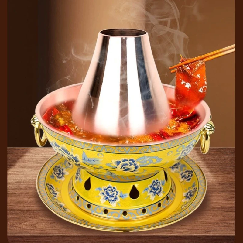 Cloisonne Copper Hot Pots, Eco-friendly Oil Copper Pot, Old Beijing Hotpot, Alcohol Stove Thickened Commercial Chafing Dishes - view 6