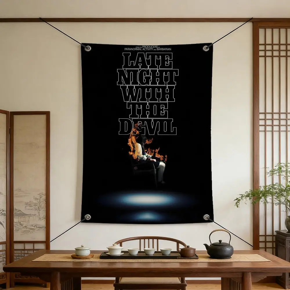 Movie L-Late Night with the Devil Flags Warm Home Flag 4 Grommets Wrinkle Free Indoor Outdoor