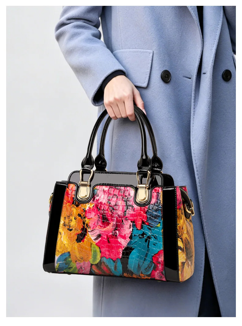 Aidrani Damenhandtasche mit Blumenmuster und Krokodilprägung, farbenfrohe Umhängetasche mit Henkel, Damen-Umhängetasche für den täglichen Gebrauch. – Detail 2