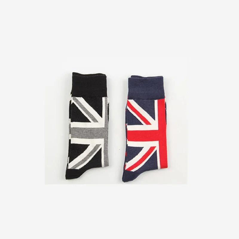 Harajuku Retro Men British Flag argyle Pattern Cotton Crew Socks Dress Brand Skate Designer Fixed Gear hip hop Happy  Men Gift