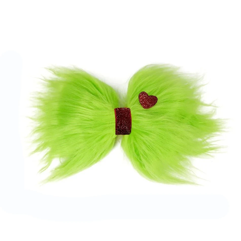 Neue Produkte Weihnachten Grinch Grün Haarschmuck Mädchen Weihnachten Grünes Fell Stirnband Kopfbedeckung Make-up Ball Lustige Requisiten Haarnadeln