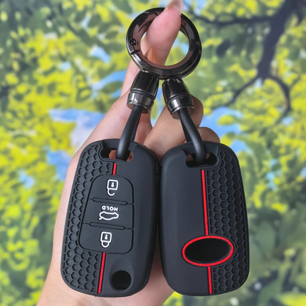 Key Fob Case With Chain For Kia Rio Rio X-Line K2 Sportage Sorento Optima K5 Soul Ceed Cerato K3 Picanto Seltos Stonic Stylish