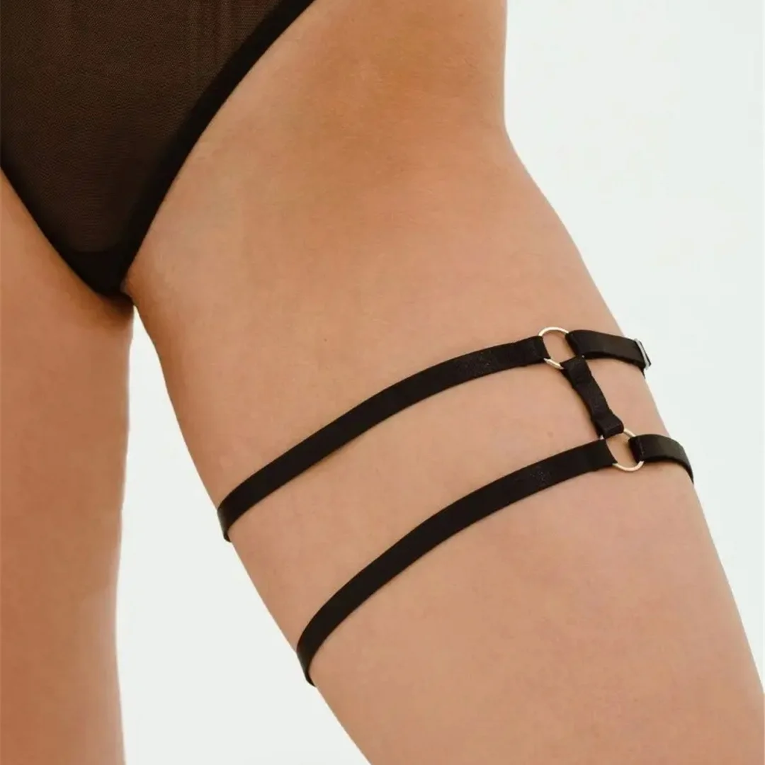 Damen-Taillengürtel, elastischer Beingürtel, Oberschenkel-Strumpfgürtel, verstellbarer Kreuz-Kreuz-Beingürtel, modischer Punk-Gothic-Lolita-Beinring