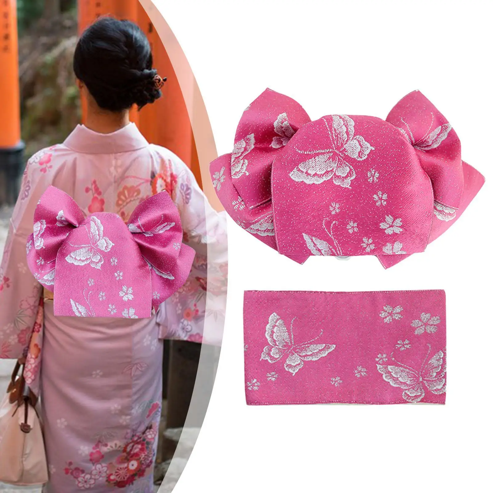 Cinturón Kimono Obi para mujer, faja elegante con diseño floral para vacaciones