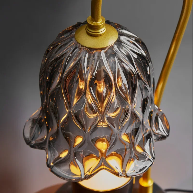 Lampe à cire fondue pour aromathérapie Lily of the Valley, lampe à bougie fondue en marbre, aromathérapie en cristal