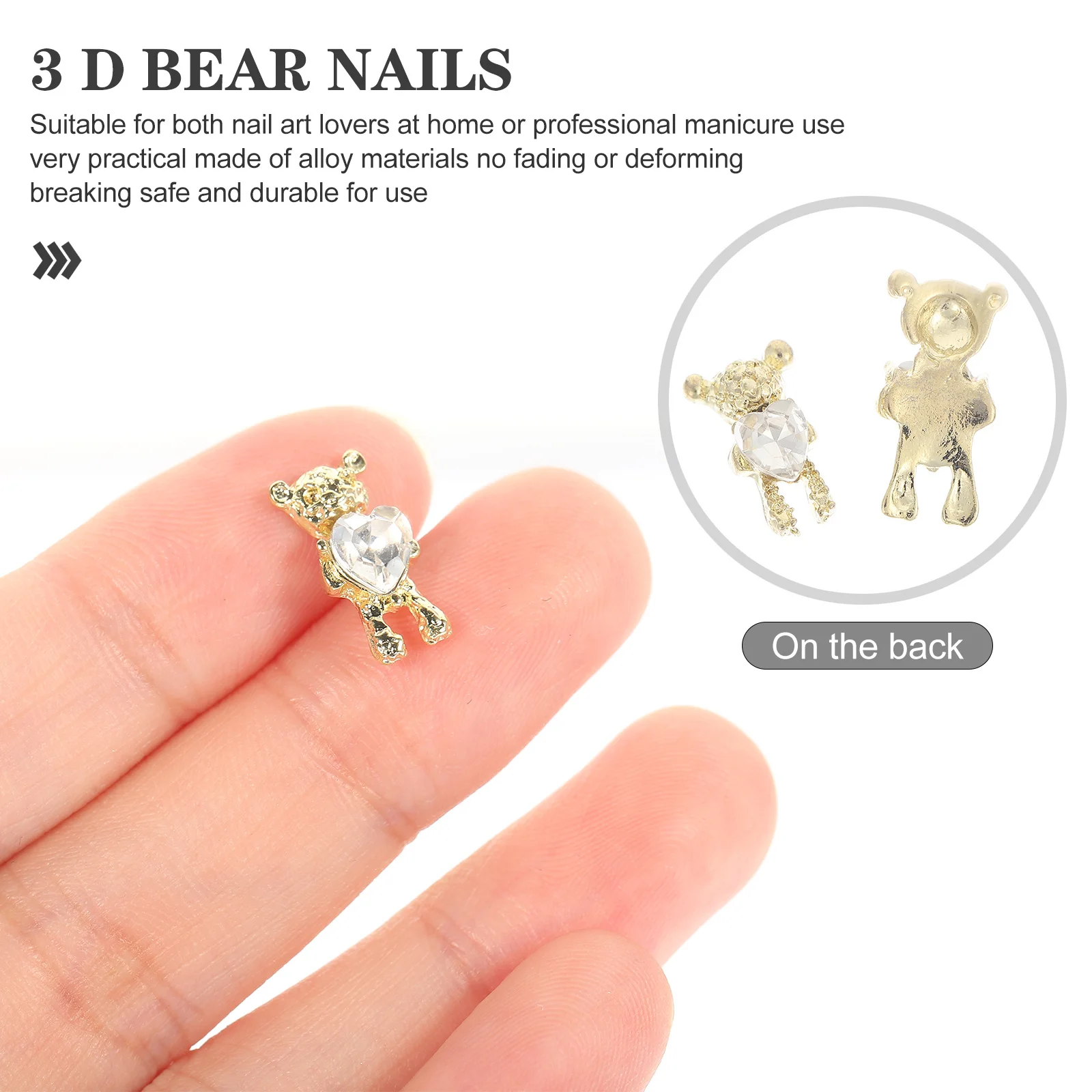 

20Pcs Bear-Shaped Nail Art DIY Charms Durable 3D Nail Decors Manicure Ornament for Natural Artificial Nails Manicure Ornament