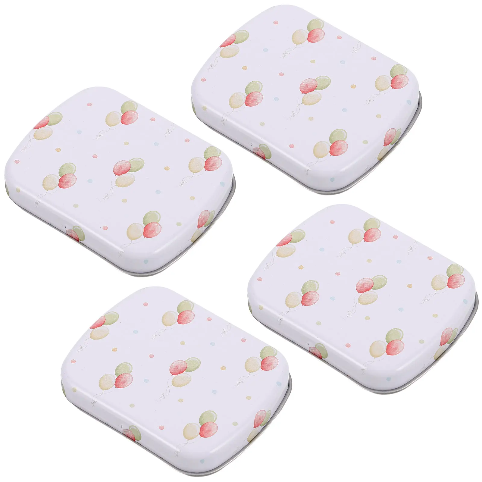 

4pcs Metal Small Tin Box Hinged Lid Storage Container For Candies Pills Jewelry Makeup Accessories Portable Organizer Rectangle