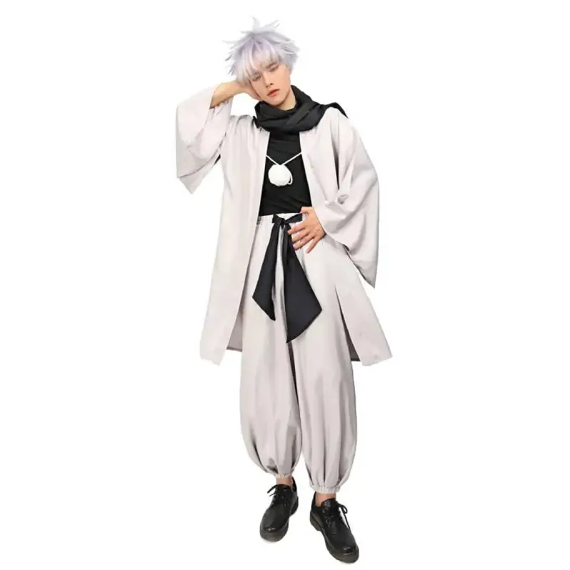 DAZCOS Cosplay Haori Jacke Männer mit Schal Satoru Kostüm Erwachsene Outfits Japan Kimono Comic-Con Karneval Kleidung gh;0