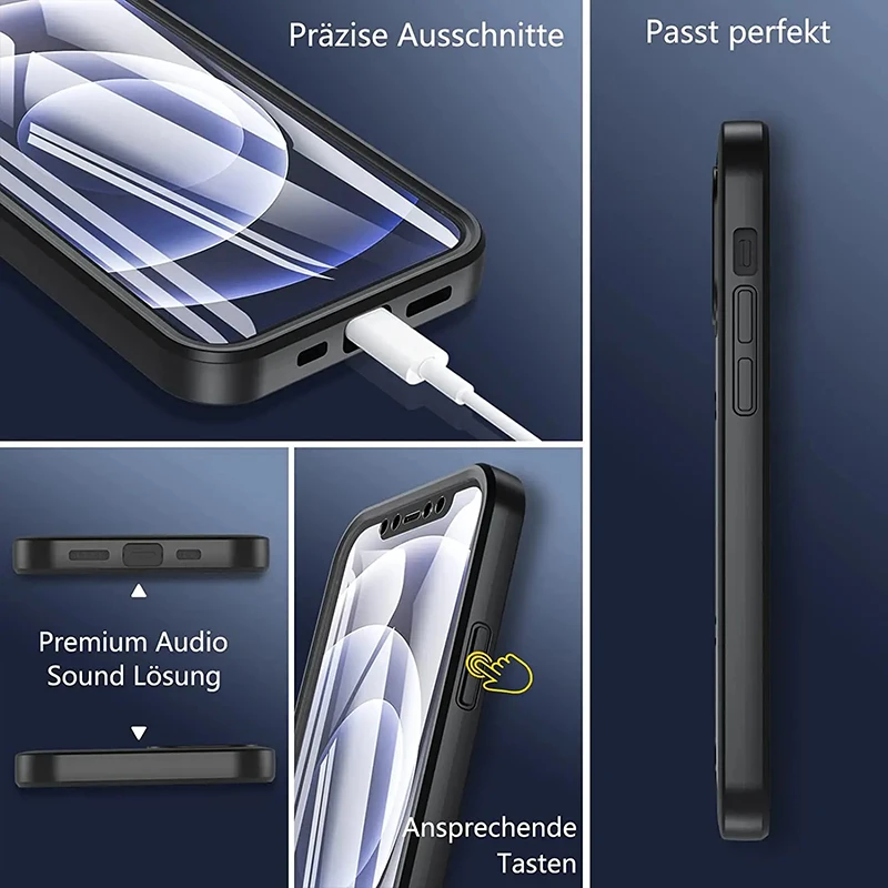 Чехол с поворотом на 360 градусов для iPhone 15 14 13 12 11 Pro Max 14 Plus XS MAX XR, прозрачный чехол для всего тела, прочная встроенная защитная пленка для экрана
