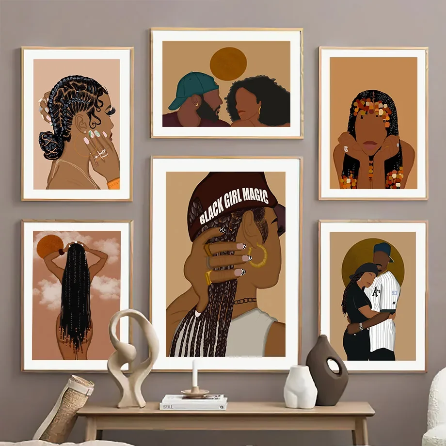 Wall Art Canvas Painting Hip-Hop Culture Dreadlocks Fashion Black Girl Living Room Decor Poster And Print Salon Wall Picture Bar