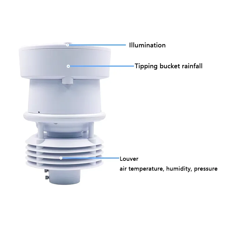 CE TEMPERATURE HUMIDITY PRESSURE ILLUMINATION RAINFALL HIGH PERFORMANCE COMPACT WEATHER STATION WITH TIPPING BUCKET RAIN GAUGE