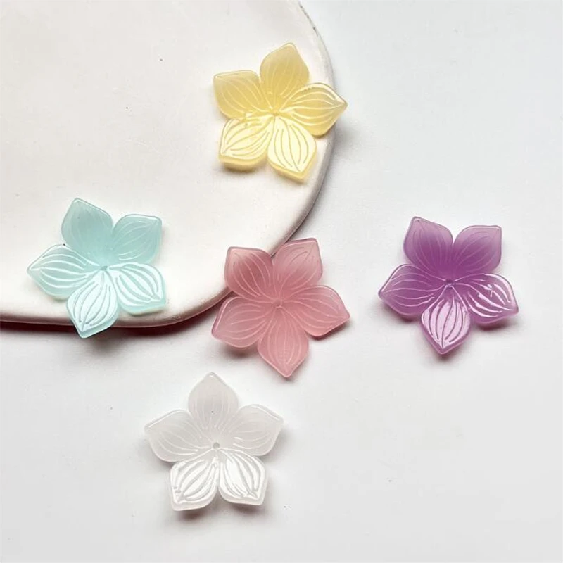 10Pcs Acetic Acid 28MM Torus Imitation Shell Resin Flower Beads Cap Petals Charm Connectors Diy Hair Jewelry Making Accessories