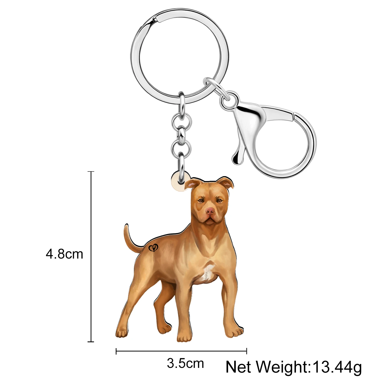 WEVENI Acrylic Pit Bull Terrier Doggy Puppy Key Chains Novelty Purse Bag Pets Keychains Key Ring Jewelry Gifts For Women Kids