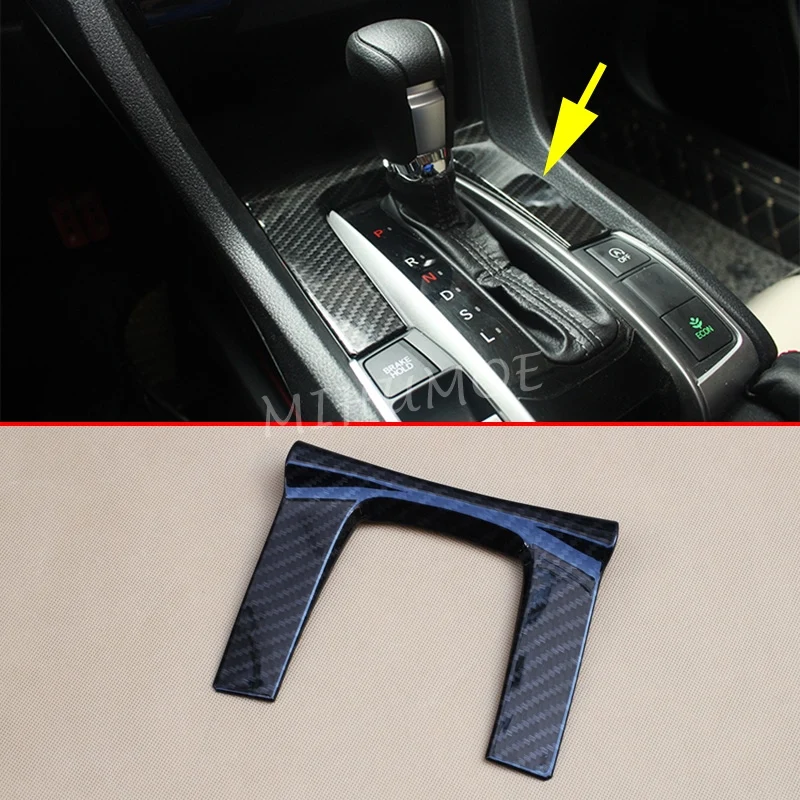 For Honda Civic 10th 2016-2021 Carbon Fiber Interior Gear Shift Shifter Panel Cover Trims
