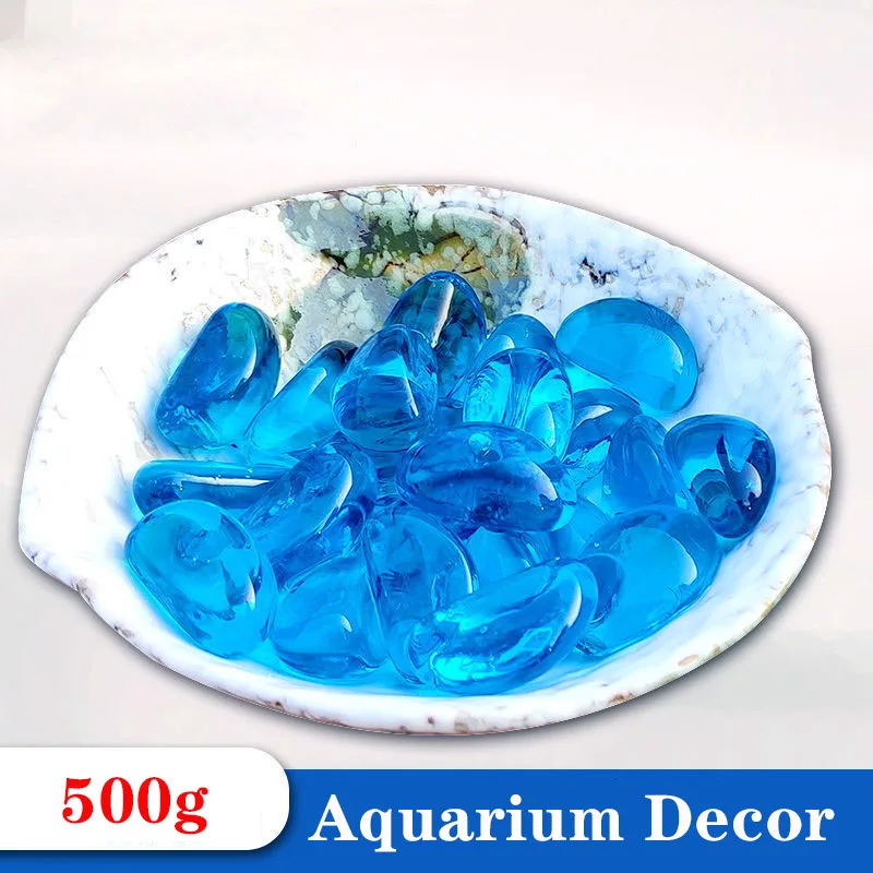 Aquarium Decorations Fish Tank Bottom Sand Pebbles Sky Blue Glass Bead Succulent Plant Stone Flower Pot Decorative Glass Sand