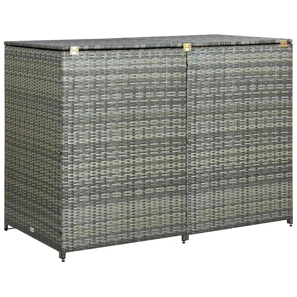 Double Wheelie Bin Shed Poly Rattan Outdoor Storage 58.3
