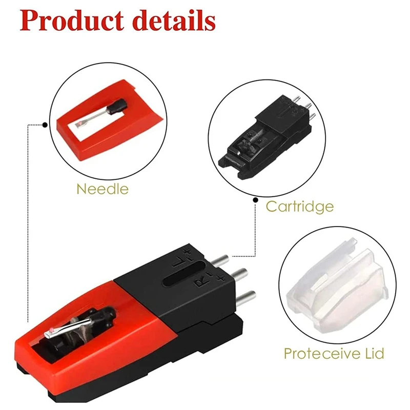 เข็มเครื่องเล่นแผ่นเสียง1ชิ้นพร้อมสไตลัส4ชิ้นสำหรับเปลี่ยน Crossley, victra, Ion, LP