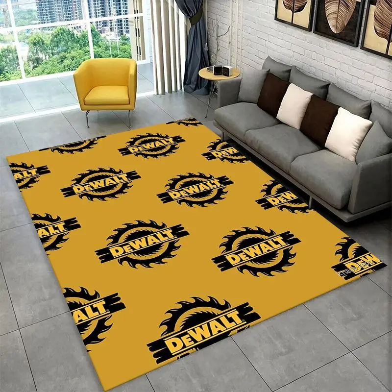Retro D-DEWALT Electric Tools Logo Non-Slip Area Rug for Living Room Bedroom Playroom,Carpet Floor Mat for Home Decor Holiday