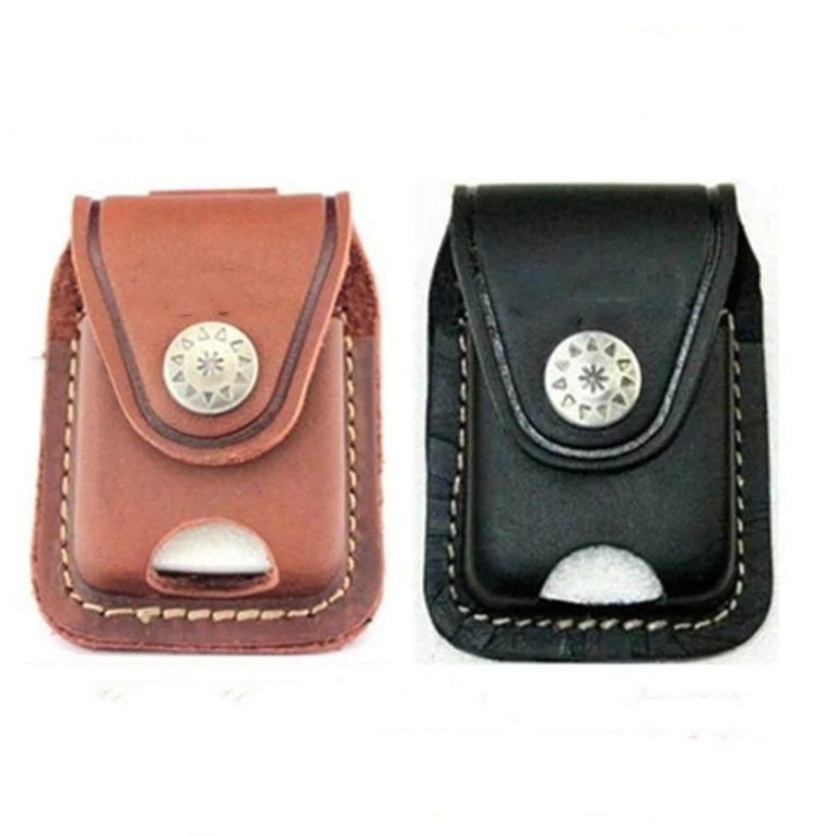 Hand-stitched  Lighter Case Cowhide Leather Protective Sleeve Lighter Storage Holster for Zippo Lighter Shell Lighter Case