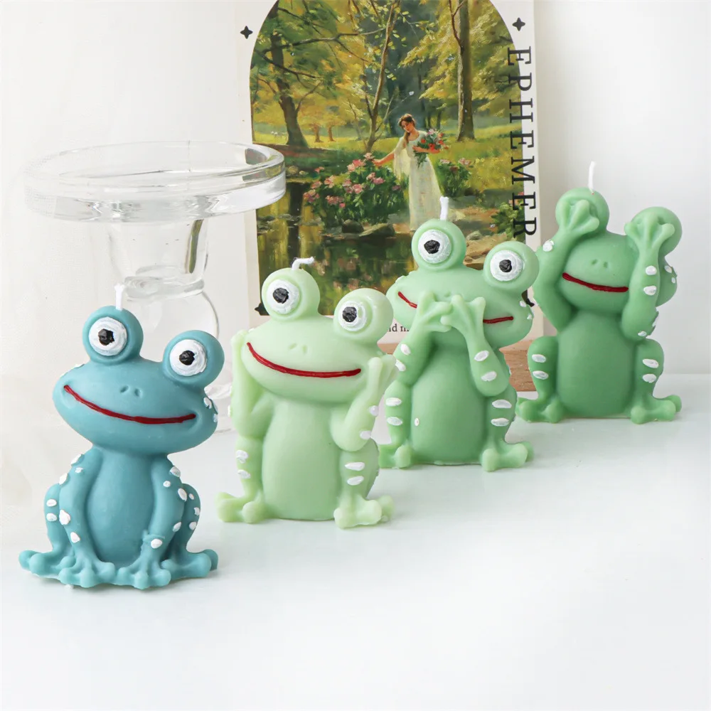 Creative 3d Cute Frog Silicone Candle Mold Three-dimensional Animal Aromatherapy Plaster Resin Mold Candle Making Supplies