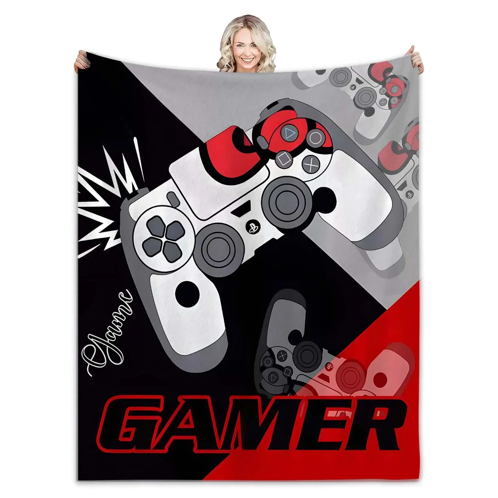 1pc Cozy Gamer Print Soft Blanket - Skin-Friendly, Casual, and Versatile Shawl for Sofa, Living Room, and Outdoor