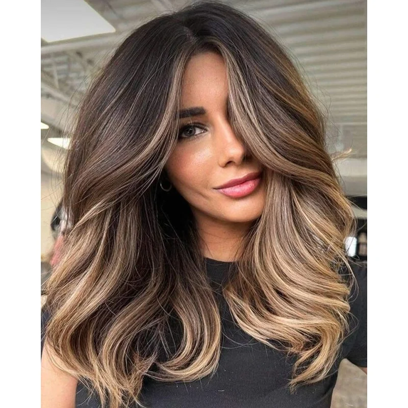 Ombre Blonde  Hair Lace Front Wigs Wave Highlight Pre Plucked Remy Wigs