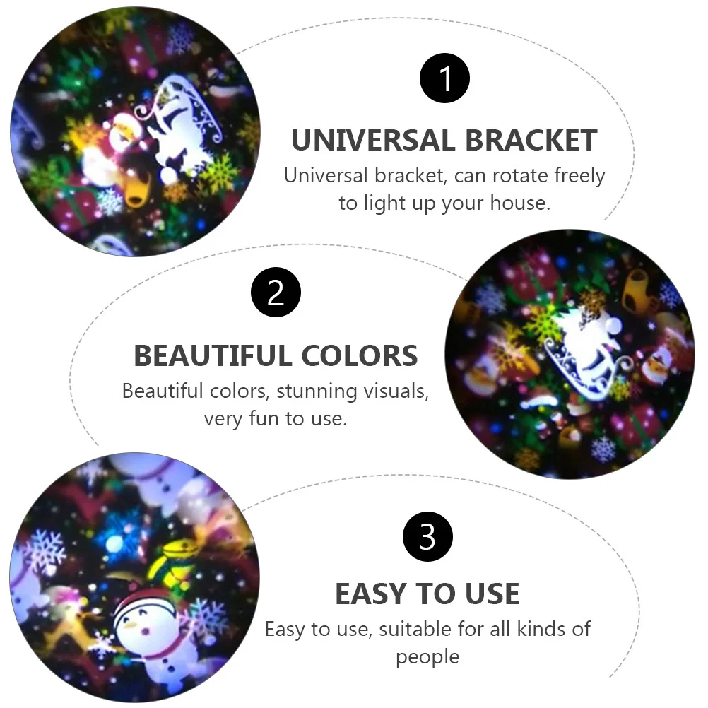 

Christmas Projector Indoor Rotary Lamp Durable ABS Atmosphere Light High Definition Pattern Party Lighting Tool Us Plug