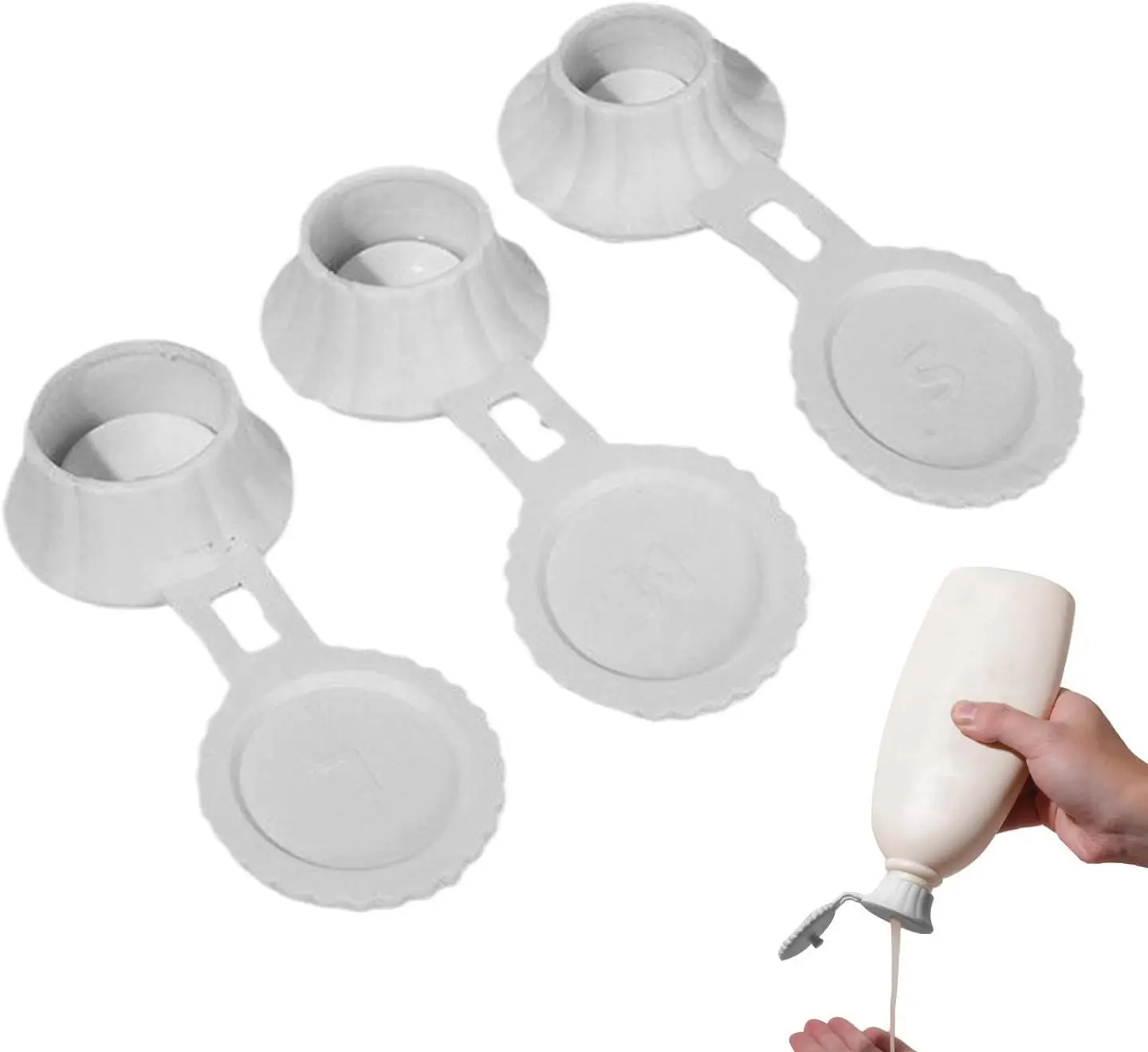 3pcs Inverted Leak-Proof Bottle Cap, for Shampoo Bottles, Kitchen Seasoning Bottles, Plastic Bottle Sealing