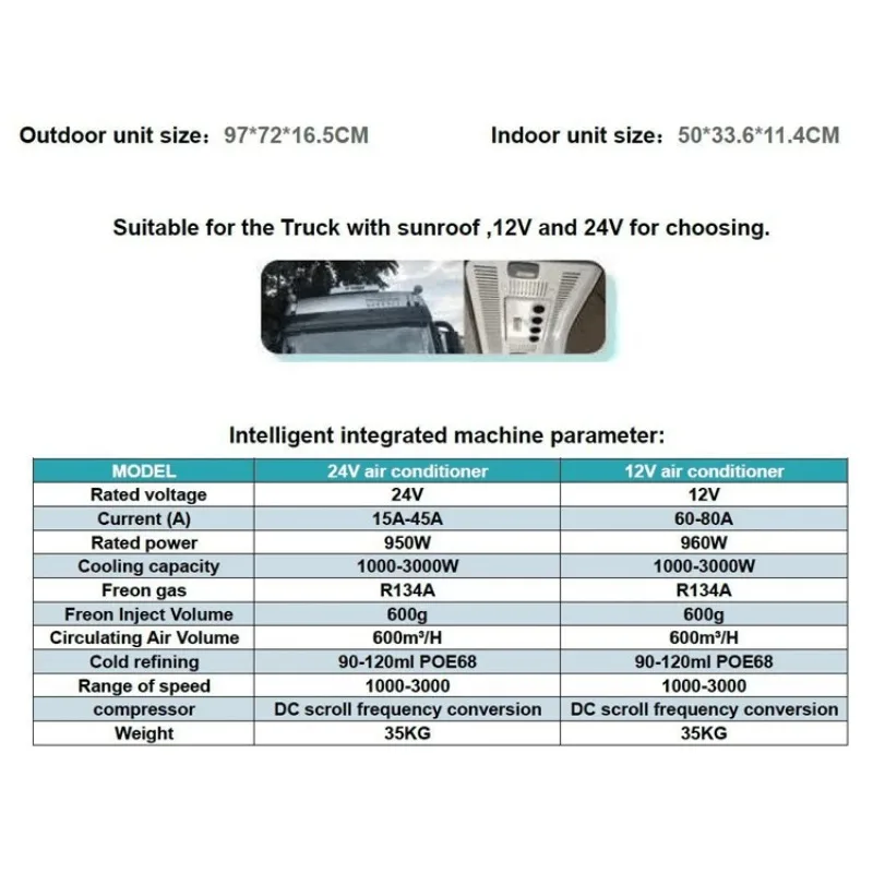 Parking Cooler DC 24v 12v Air Conditioner For Truck Rv Tractor Bus