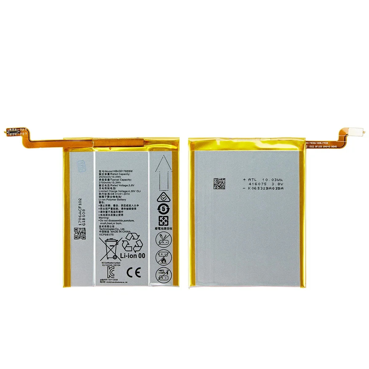 100% 오리지널 HB436178EBW, 2700mAh 배터리, 화웨이 메이트 S 메이트 S CRR-CL00 UL00 교체 배터리